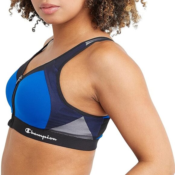 **Champion** Women's Motion Control Zip Sports Bra, Surf the Web, 36B  B1525 - Picture 3 of 7